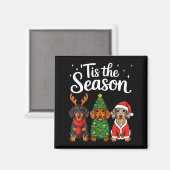 Aimant C'est la saison teckel de Noël Santa Weiner Do (Recto/Verso)