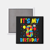 Aimant C'est l'anniversaire de 8 ans blocs de constructio (Recto/Verso)