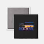 Aimant C'est le temps du lac Coucher de soleil Drapeau am (Recto/Verso)