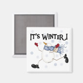 Aimant C'est les vacances de snowman d'hiver (Recto/Verso)