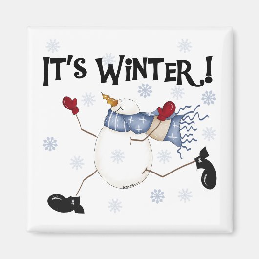 Aimant C'est les vacances de snowman d'hiver (Devant)