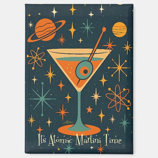 Aimant C'est l'heure du Martini Atomique Étoiles Cosmique (Recto)