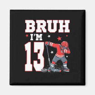 Aimant C'est mon 13e anniversaire garçon hockey sur glace