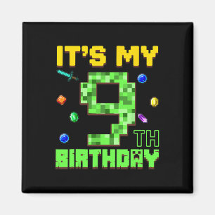 Aimant C'est mon 9ème anniversaire garçon de 9 ans gamer