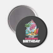 Aimant C'est mon anniversaire de flamant rose (Recto/Verso)