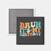 Aimant C'est mon anniversaire groovy rétro (Recto/Verso)