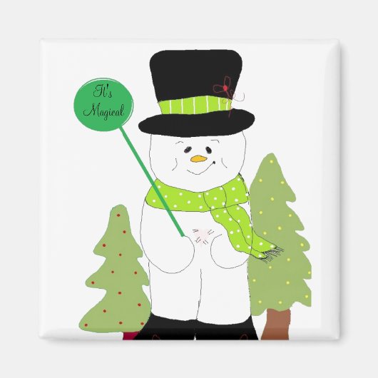 Aimant C'est un bonhomme de neige magique (Devant)