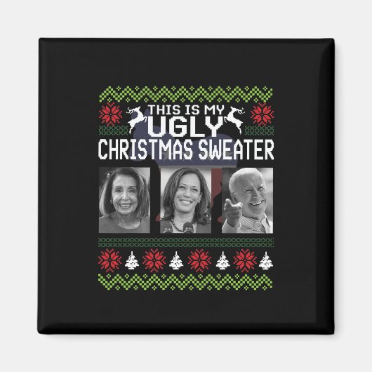 Aimant C'est un vilain pull de Noël Joe Biden Harris (Devant)