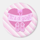 Aimant C'est une fille Chaussures à arc rose Baby Shower (Devant)