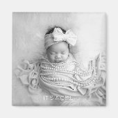 Aimant C'EST UNE FILLE Nouveau bébé PHOTO Annonce de nais (Devant)