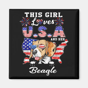 Aimant Cette fille aime les États-Unis et le chien du 4 j