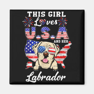 Aimant Cette fille aime les États-Unis et le Labrador pou
