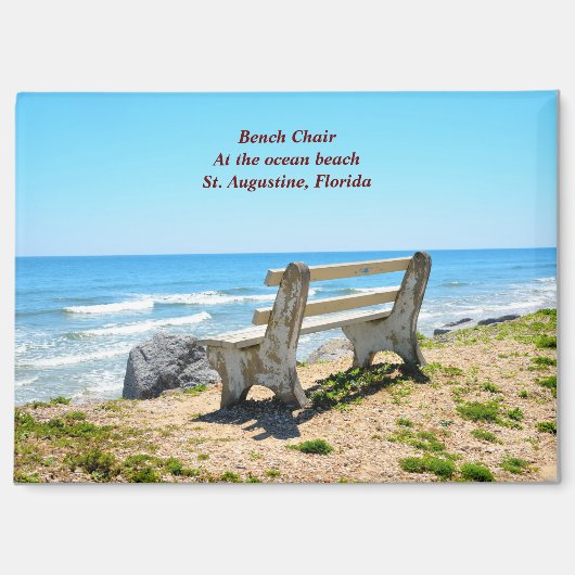Aimant Chaise banc surplombant l'océan (Recto)