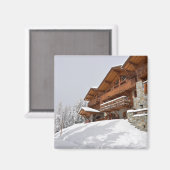 Aimant chalet de station de ski (Recto/Verso)