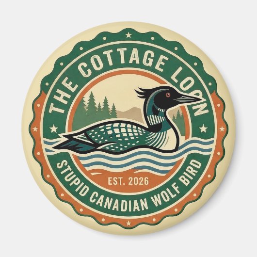Aimant Chalet Lune Stupide Loup Canadien Oiseau (Devant)