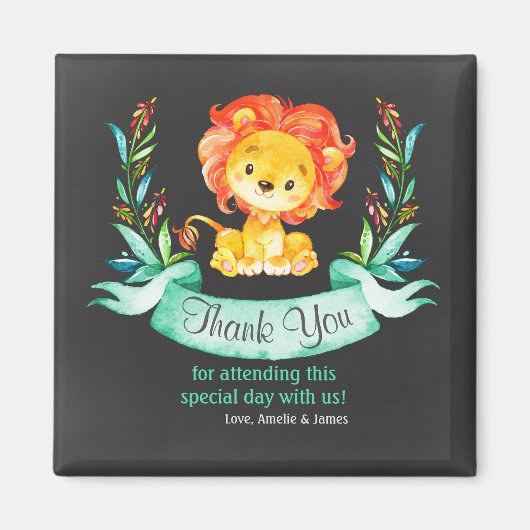 Aimant Chalkboard Aquarelle Lion Merci (Devant)