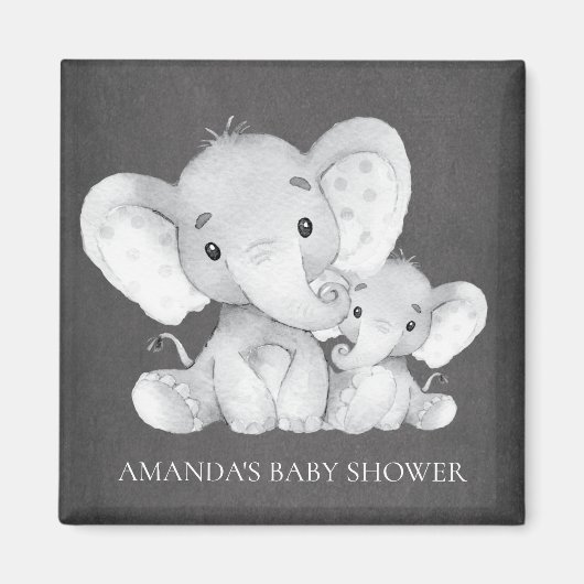 Aimant Chalkboard Elephant Baby shower Favoriser l'aimant (Devant)