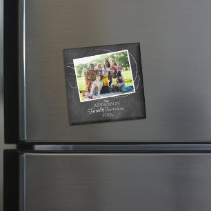 Aimant Chalkboard Family Reunion Typography Photo Favor