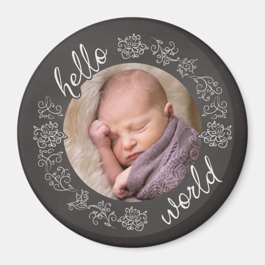 Aimant Chalkboard Hello Baby's First Personnalisé (Devant)