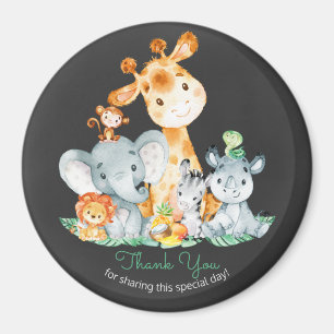 Aimant Chalkboard Watercol Cute Jungle Animaux Merci
