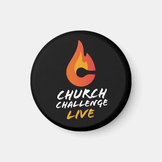 Aimant CHALLENGE DE L'ÉGLISE LIVE Orange Flamé C Noir (Devant)