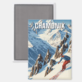 Aimant Chamonix France Skier (Recto/Verso)