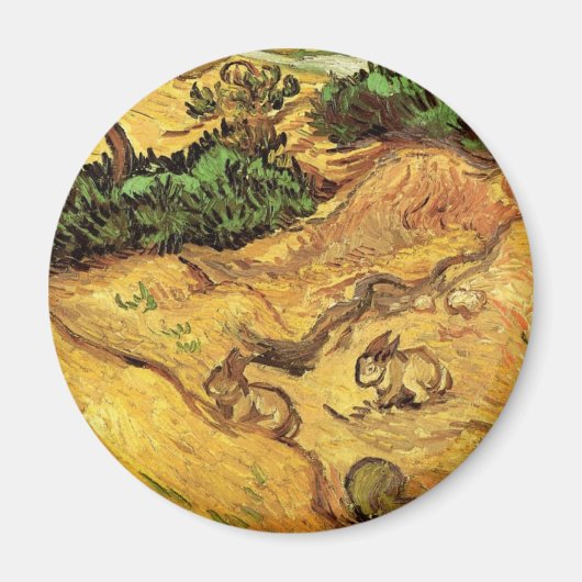 Aimant Champ avec deux lapins par Vincent van Gogh (Devant)
