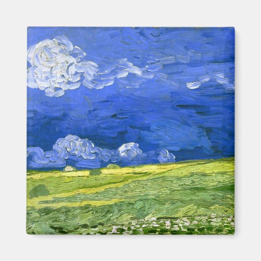 Aimant Champ de blé sous ciel nuageux Van Gogh Art (Devant)