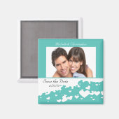 Aimant Champ de Coeurs Turquoise Enregistrer l'aimant Dat (Recto/Verso)