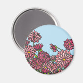 Aimant Champ de fleurs jaunes Chrysanthemum Dessous de ve (Recto/Verso)