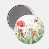 Aimant Champ de pavot Fleur de la nature (Recto/Verso)