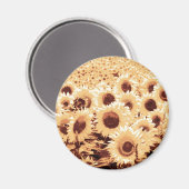 Aimant Champ de tournesol - teinte sépia, chameau et brun (Recto/Verso)