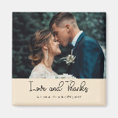 Aimant Champagne Elegant Wedding Love and Thanks Photo (Devant)
