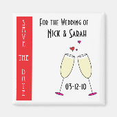 Aimant Champagne mariage Sauvez l'aimant Date (Devant)