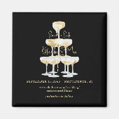 Aimant Champagne Tower Black & Gold Wedding Enregistrer l (Devant)