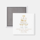 Aimant Champagne Tower Gold Texte Mariage Enregistrer la  (Recto/Verso)