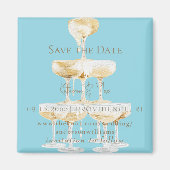 Aimant Champagne Tower Turquoise Wedding Save the Date (Devant)