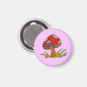 Aimant Champignon rouge avec fond violet (Recto/Verso)