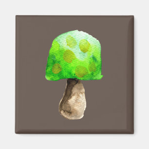 Aimant Champignon vert aquarelle champignons mignons