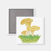 Aimant Champignons Chanterelle dessinés à la main (Recto/Verso)