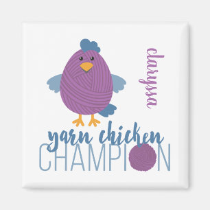 Aimant Champion de poule bleu et pourpre