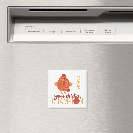 Aimant Champion du poulet en fils rouges (In Situ (Lave-vaisselle))