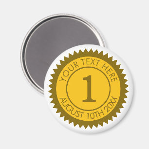 Aimant Champion médaillé d'or 1ère place sur mesure