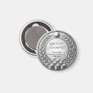 Aimant Championnat de Beer Pong avec médaille d'argent