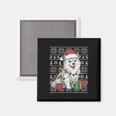 Aimant Chandail de Noël Chaud Père Noël American Eskimo C (Recto/Verso)