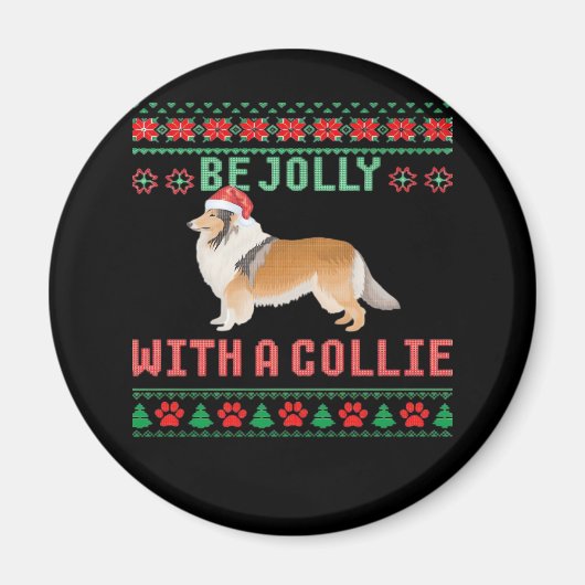 Aimant Chandail de Noël moche chien être joli avec un C r (Devant)