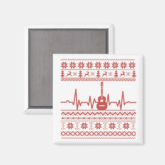 Aimant chandail de noël moche guitare acoustique (Recto/Verso)