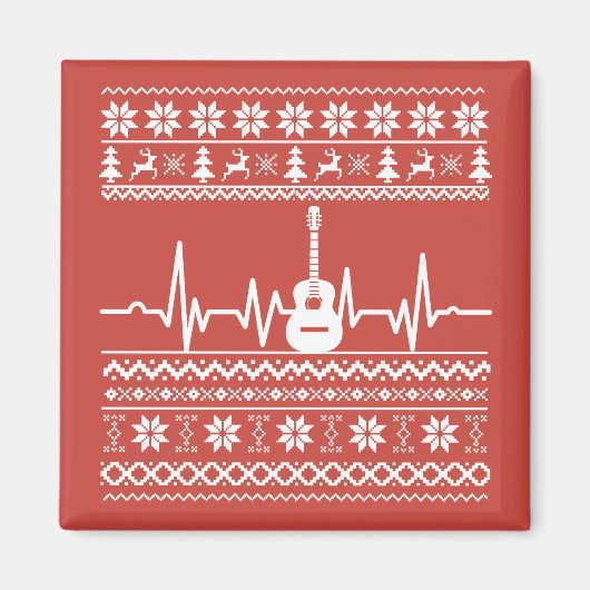 Aimant chandail de noël moche guitare acoustique (Devant)