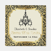 Aimant Chandelier Art Déco mariage Save the Date (Devant)