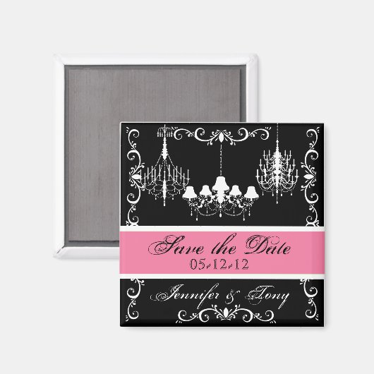 Aimant Chandeliers avec rose Enregistrer l'aimant Date (Recto/Verso)